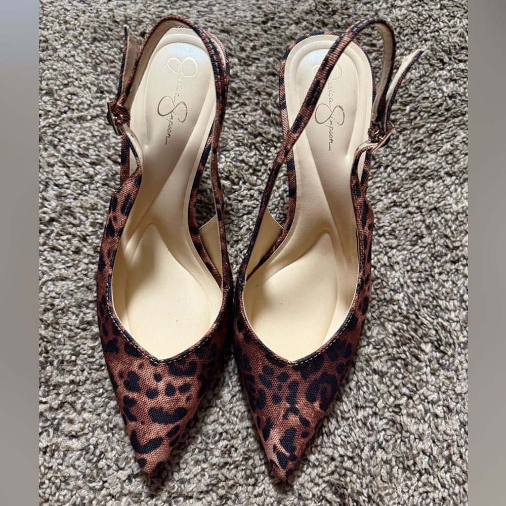 Jessica Simpson Animal Print Slingback Heels